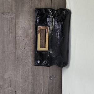 Michael Kors Black Patent Leather Clutch Handbag Bag Purse